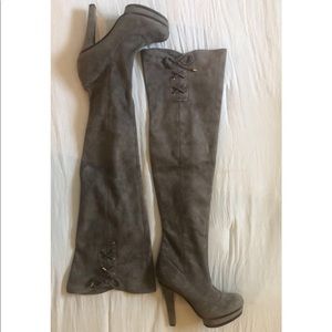 JLO thigh high suede boots